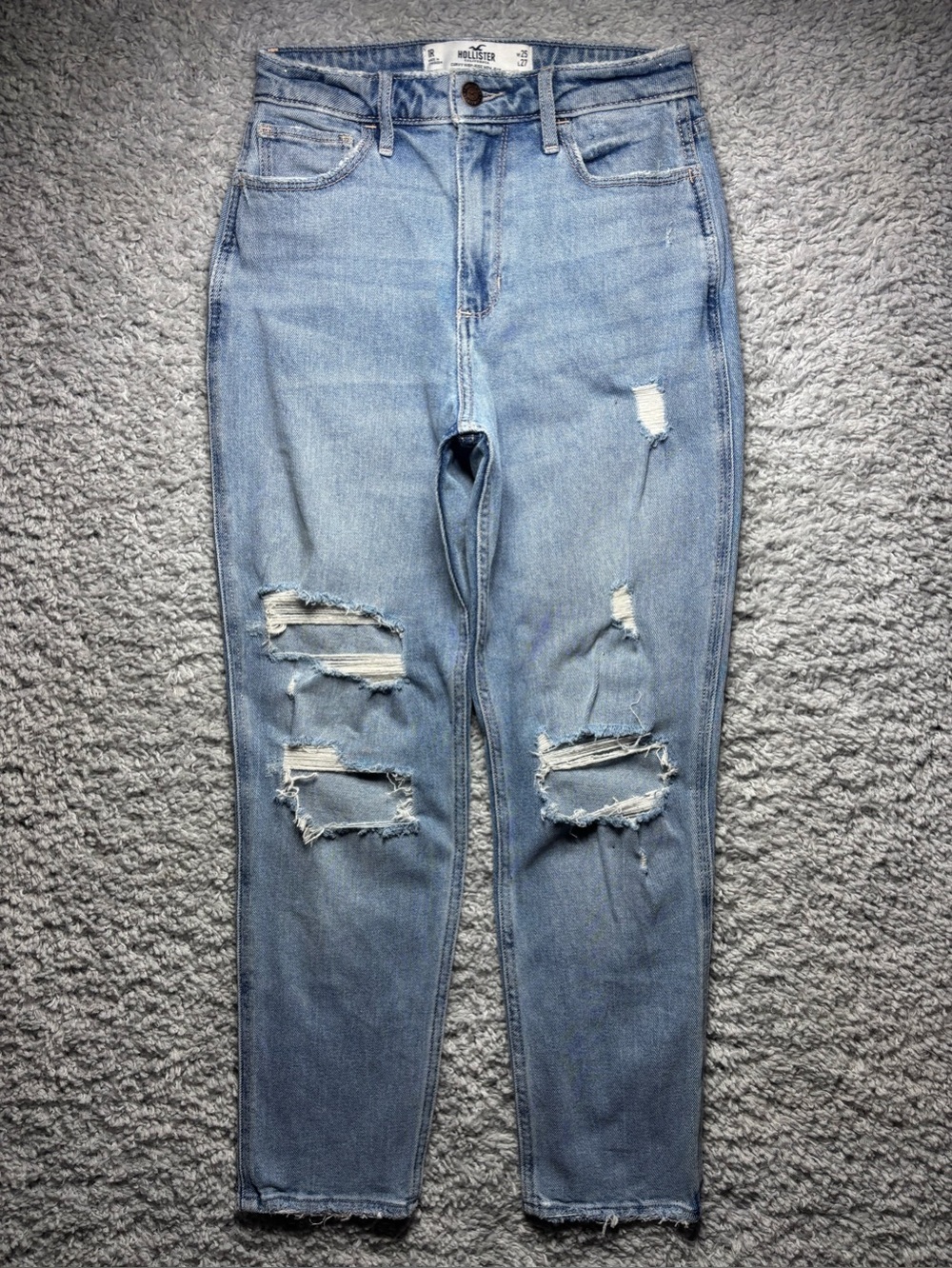 HOLLISTER Jeans Womens 25 Curvy High Rise Vintage Stretch Raw Denim Light Grunge